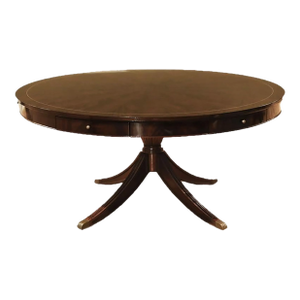 Round Walnut Dining Table With Placemats and Drawers, Large Center Table for Formal Dining Room