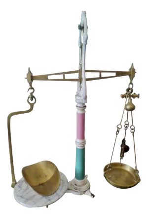 Late 19th Century English Mercantile Apothecary/Candy Brass & Porcelain Scales
