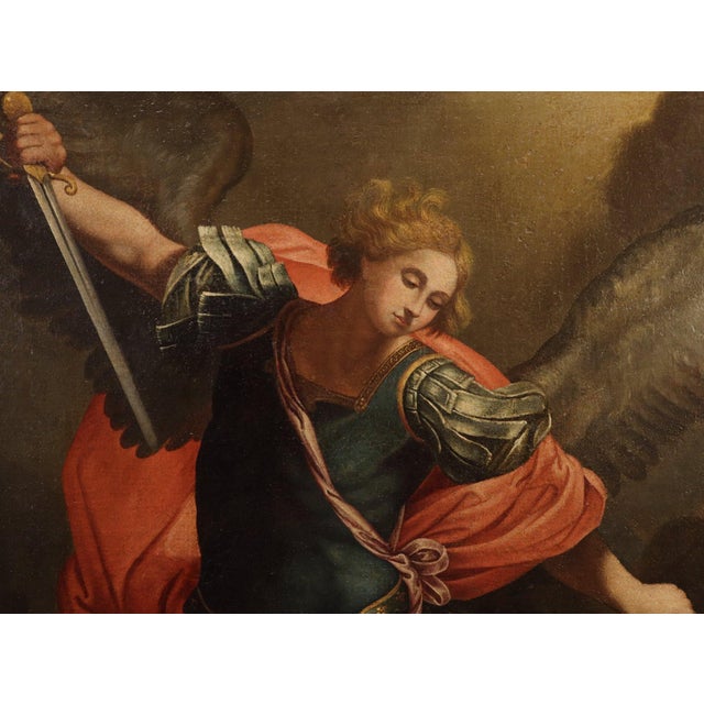 Workshop of Guido Reni, Saint Michael the Archangel, 1650, Oil on Canvas For Sale - Image 7 of 11