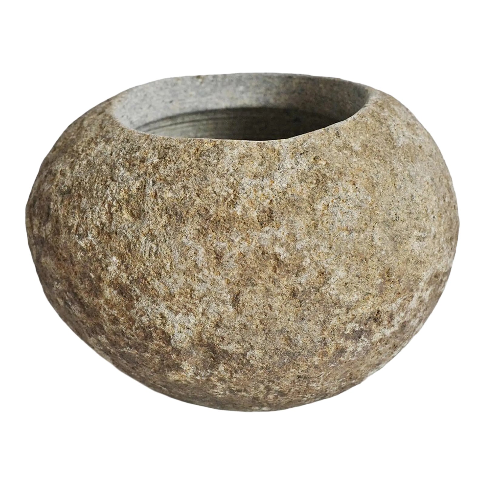 Vintage Organic Modern River Rock Bowl Small | Chairish