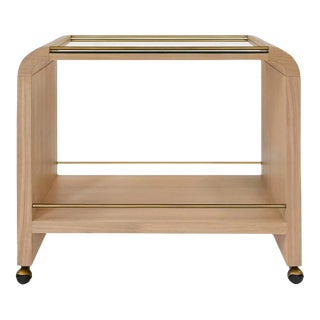 Matthew Izzo Home Myer Art Deco Style Oak Bar Cart For Sale