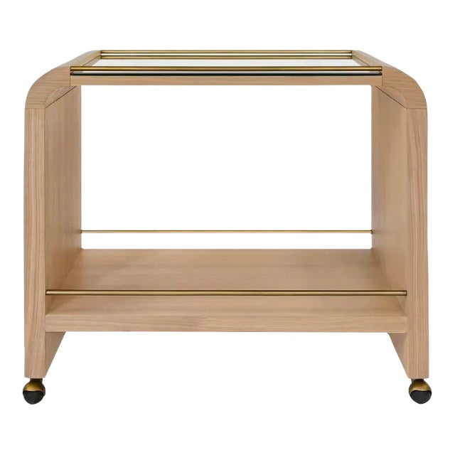 Matthew Izzo Home Myer Art Deco Style Oak Bar Cart For Sale