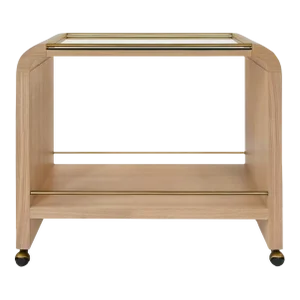 Matthew Izzo Home Myer Art Deco Style Oak Bar Cart