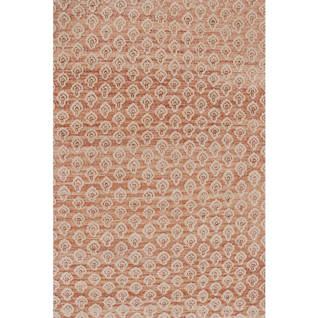Rug & Kilim’s Modern Block Print Rug in Red and Pink with White Floral Pattern - 9x12 For Sale In New York - Image 6 of 7