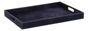 Rutbeek Navy Hair-On-Hide Leather Serving Tray, 14" x 20"