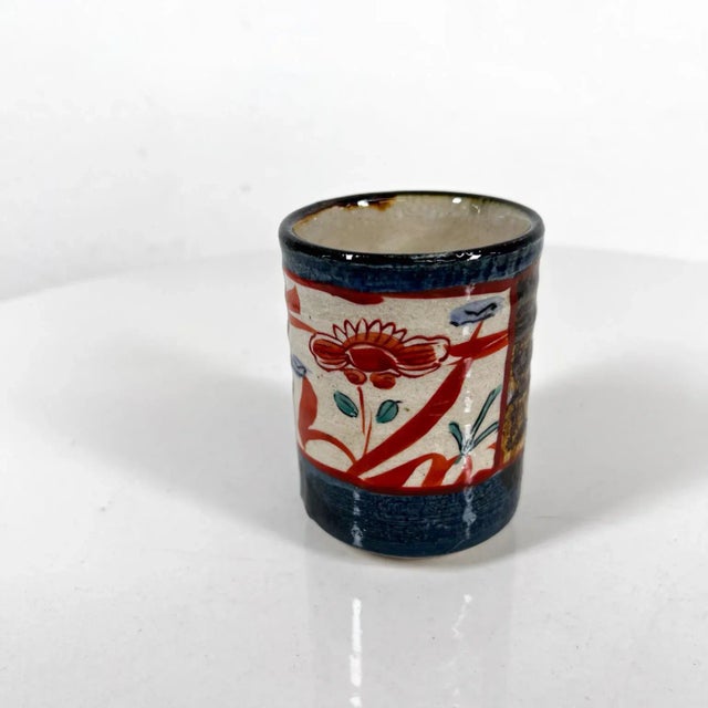 1960s Asian Art Pottery Oriental Flower Cup For Sale - Image 4 of 10