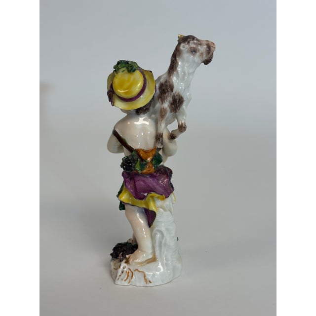 KPM Porcelain Young Shepherdess With Goat Figurine For Sale - Image 4 of 10