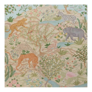 Schumacher Finches Jungle Panel Set in Parchment - Set of 2 For Sale