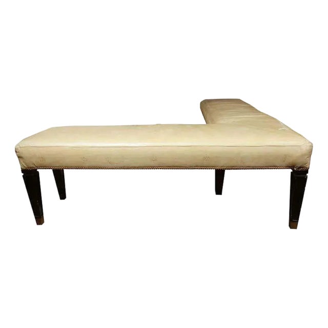 Jansen Style L Shape Leather Bench With Nailhead Detail For Sale