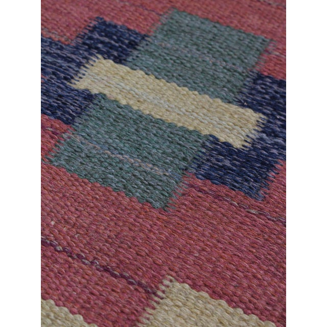Mid-Century Swedish Wool Kilim Rug by Greta Kruse, 1960s For Sale - Image 6 of 7