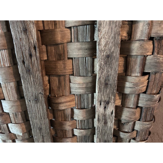 Antique/Vintage Appalachian Oak Weaved Work Basket With Runner/Skids Circe 1800-1905 Era For Sale - Image 14 of 15