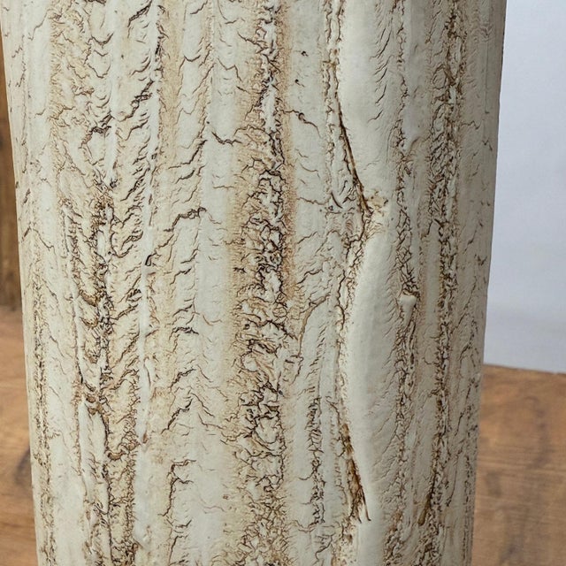 Cream Textured Cylinder Cream & Ochre Bark Style Prem Vase For Sale - Image 8 of 10