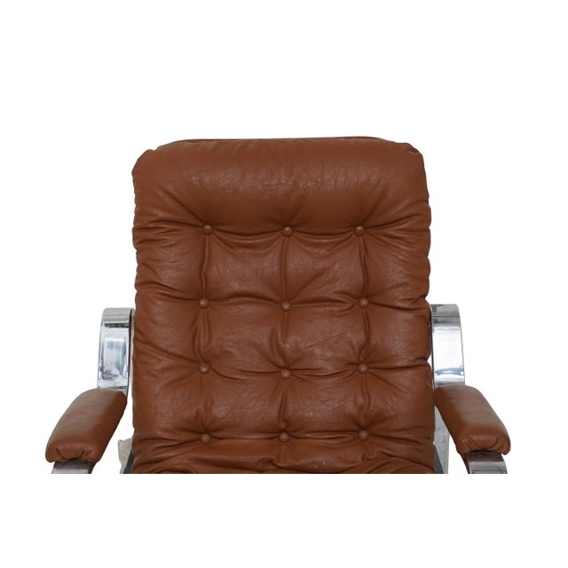 Selig Tufted Vinyl & Chrome Recliner For Sale - Image 4 of 9