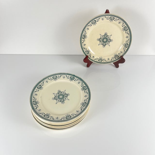 Antique Admiral Ironstone Dessert Plates from Creil & Montereau, 1890s, Set of 8 For Sale - Image 5 of 15