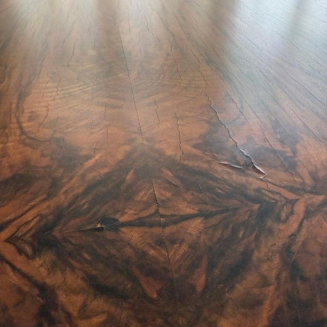 Antique Art Deco Octagonal Burl Walnut Pedestal Dining Table For Sale - Image 14 of 14