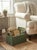 Farmhouse Vintage Country Rustic Sage Green Pine Magazine Crate With Heart Cutouts For Sale - Image 3 of 12