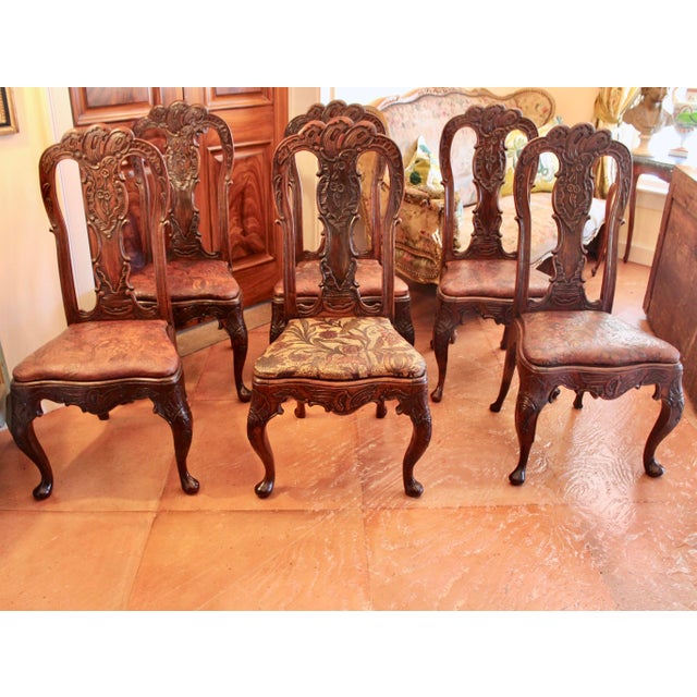 Rococo Set of Six Dining Chairs With Leather Seats, 18th C., Portuguese or Spanish Rococo For Sale - Image 3 of 18