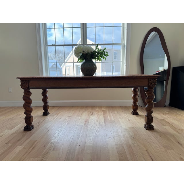 Late 19th Century Hand-Carved Oak Refectory Table With Barley Twist Legs – Professionally Conserved For Sale - Image 17 of 17