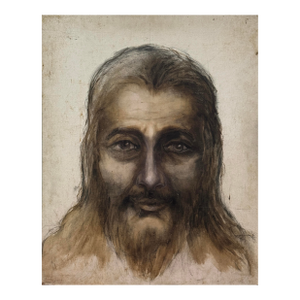 Vintage Outsider Art Portrait of a Bearded Man (Mixed Media on Panel)