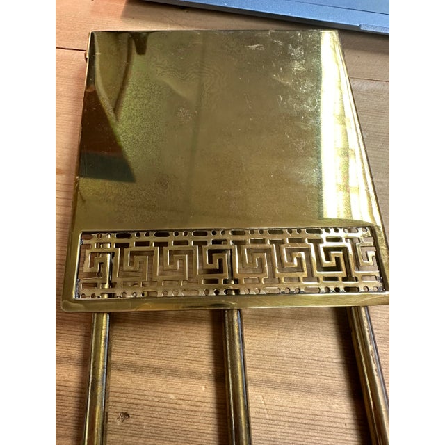 Vintage Metal Expandable Trough Bookend by Bradley & Hubbard in Brass Greek Key Pattern For Sale - Image 11 of 11