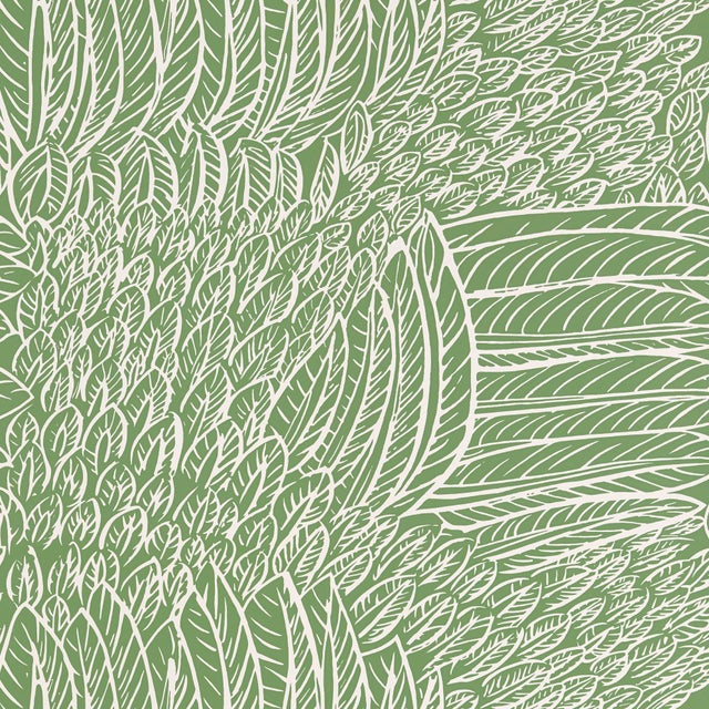 Contemporary Sample - Schumacher Featherfest Wallpaper in Leaf For Sale - Image 3 of 3