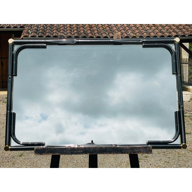 Vintage Rectanglar Wall Mirror in Tubular Metal and Brass, 1970s-1980s For Sale - Image 14 of 18