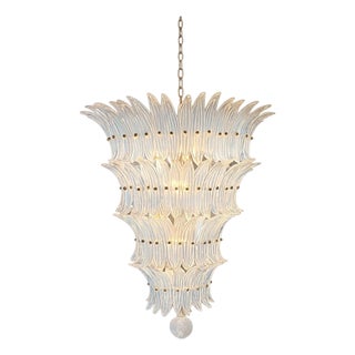 Italian Murano Glass Palmette Leaves Chandelier, 1980s For Sale