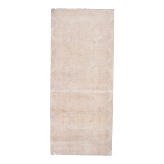 1970s Vintage Handmade Wool Cotton Beige Runner Rug For Sale
