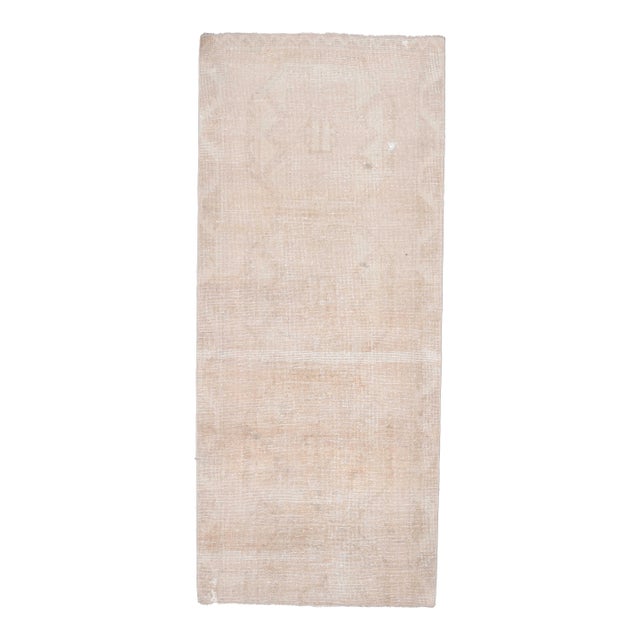 1970s Vintage Handmade Wool Cotton Beige Runner Rug For Sale
