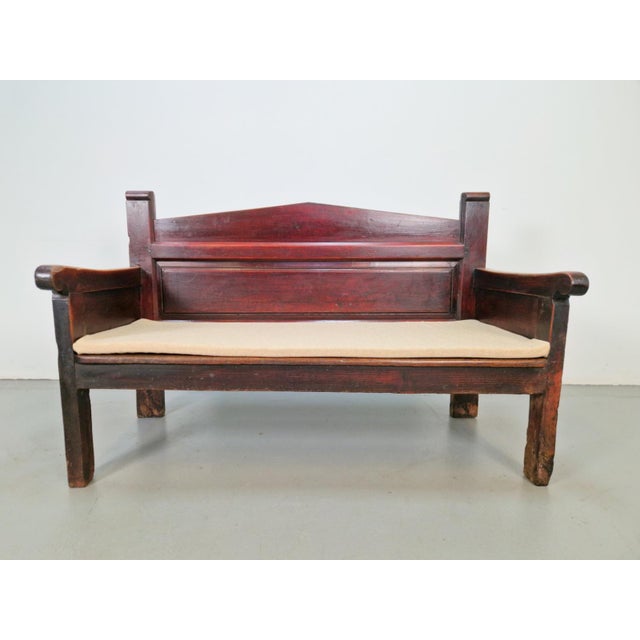 Handmade Spanish Station Wooden Bench, 1850s For Sale - Image 15 of 18