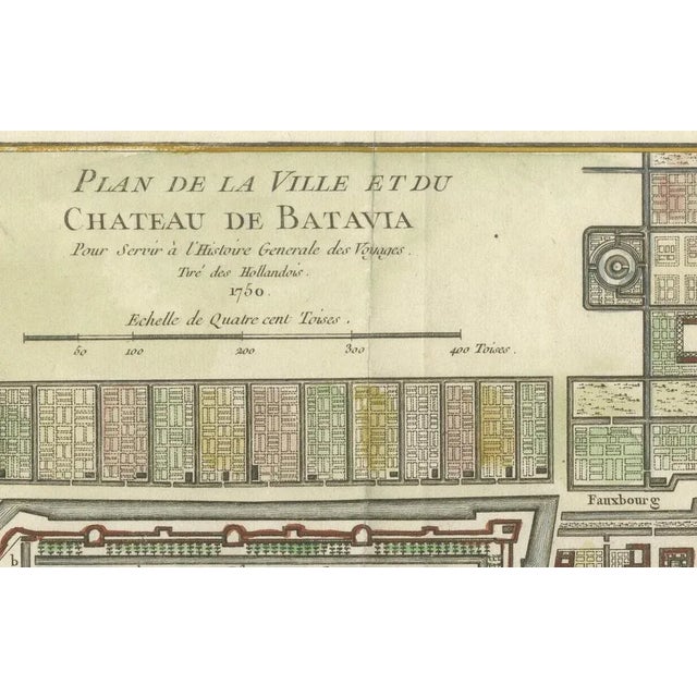 Jacques Bellin, Hand-Colored Plan of Batavia, 1750, Paper For Sale - Image 9 of 12