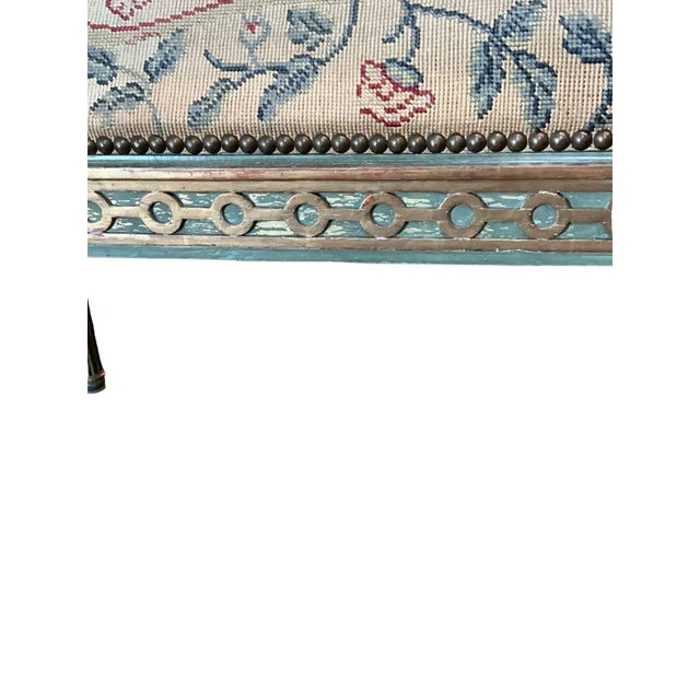 19th Century Louis XVI Music Bench With Gilt and Original Tapestry For Sale - Image 12 of 15