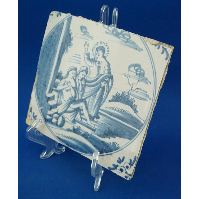 Antique Ceramic Tile from Blue Delft Factory, 1700s For Sale - Image 3 of 18