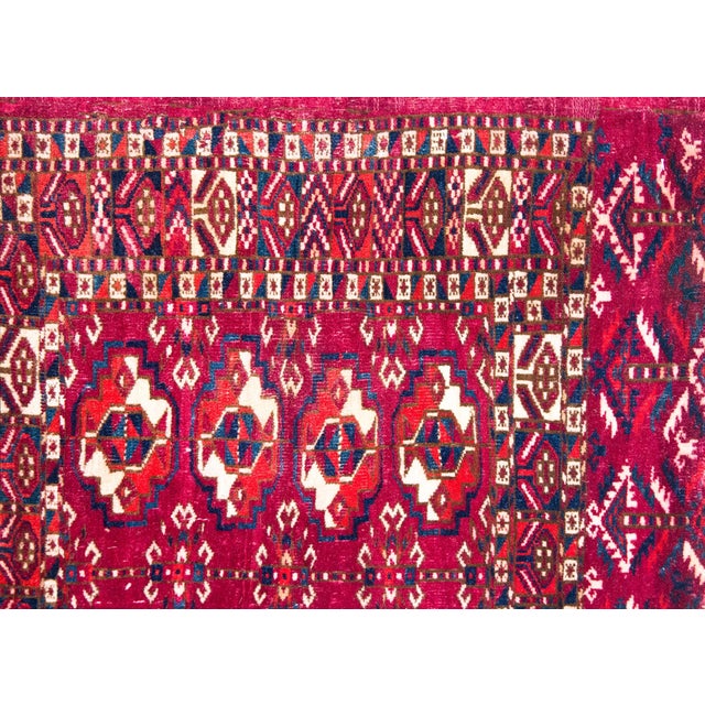 Burgundy Early 20th Century Persian Turkmen Teke Rug For Sale - Image 8 of 14