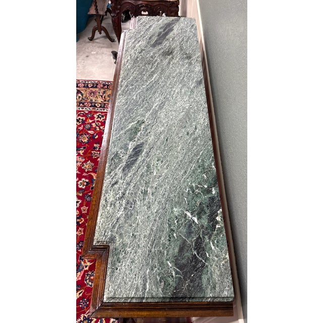 Antique French Fireplace Mantel Surround Marble Top Renaissance Revival Oak 19c For Sale - Image 16 of 18
