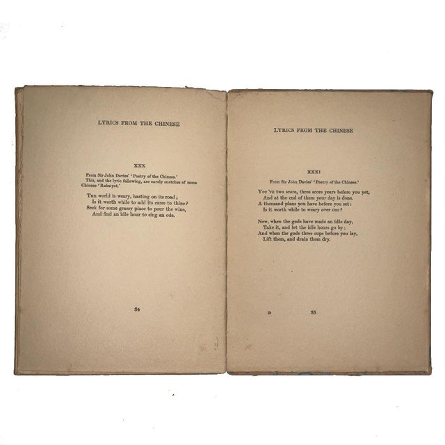 Rare Book Lyrics From the Chinese First Edition, Fourth Impression - 1913 / 1919 For Sale - Image 9 of 11