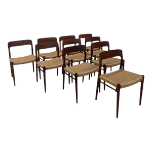 Set of 10 Mid-Century Modern Niels Otto Møller Model 77 Dining Chairs, Denmark 1960s
