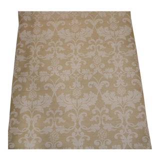 Schumacher Grasscloth Damask Wallpaper 'Beau Damasse' in Beige Color - 3 Double Rolls For Sale