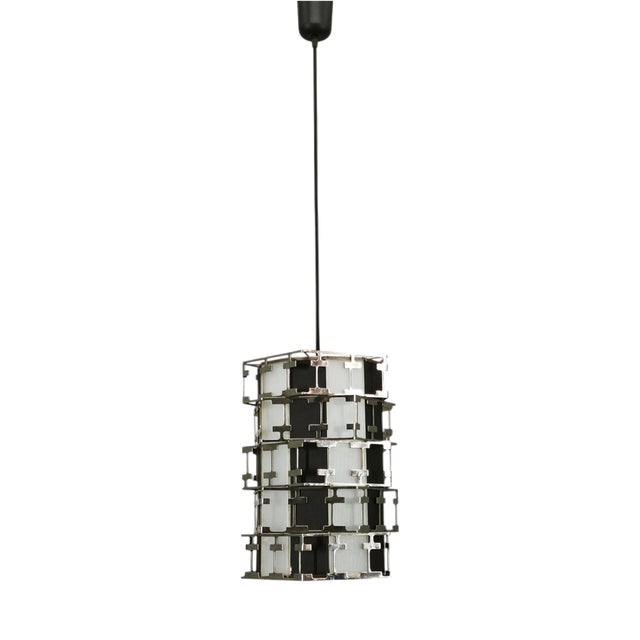 Mid-Century Czech Geometric Chrome Pendant Light, 1960s For Sale