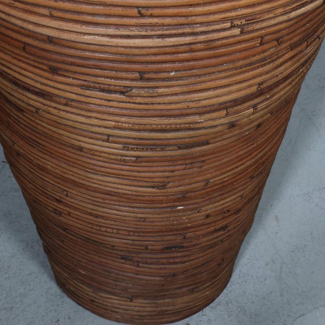1970s Crespi Style Pencil Reed Floor Vases - A Pair For Sale - Image 9 of 11