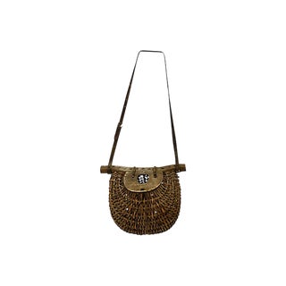 Antique French Fishing Creel Basket For Sale