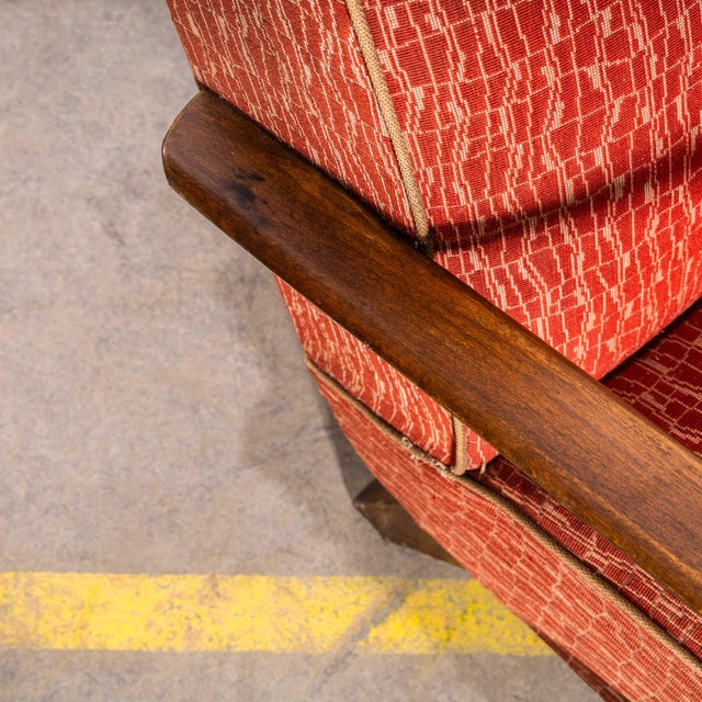 Armchair in Geometric Jacquard Fabric by Jindrich Halabala, 1950s For Sale - Image 6 of 12