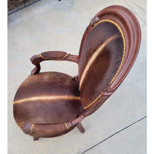 Early 20th Century Louis XVI Oval Back Chair With New Cowhide Upholstery For Sale - Image 10 of 18