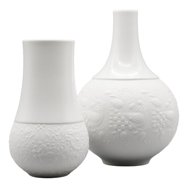 Relief Porcelain Vase Duo by Bjørn Wiinblad for Rosenthal, 1968, Set of 2 For Sale