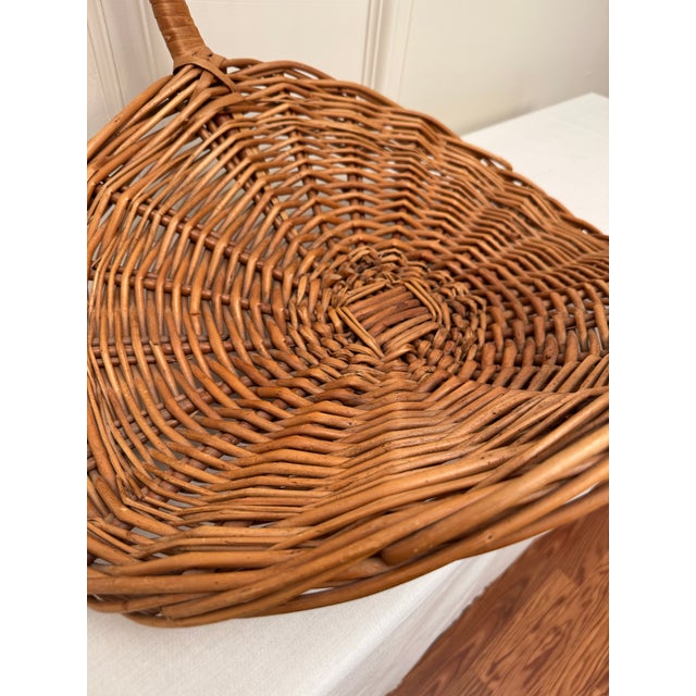 Rustic European Woven Wicker Handle Large Gathering Basket For Sale - Image 11 of 12