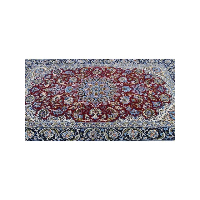 1990s Persian Esfahan Area Rug 4x6 For Sale - Image 4 of 11