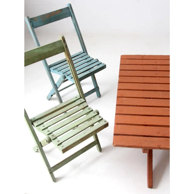 Vintage Wooden Patio Table & 4 Chairs For Sale - Image 12 of 16