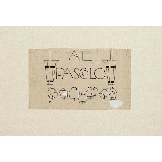 Illustration is an original drawing in china ink realized by Italian artist Bruno Angoletta. Hand-signed on the lower...