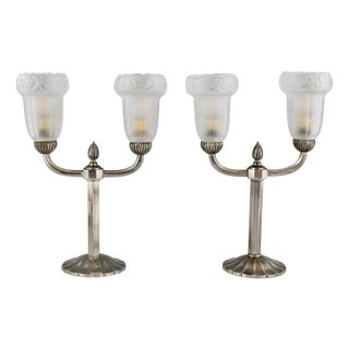 French Art Deco Bronze Lamps, 1930, Set of 2 For Sale