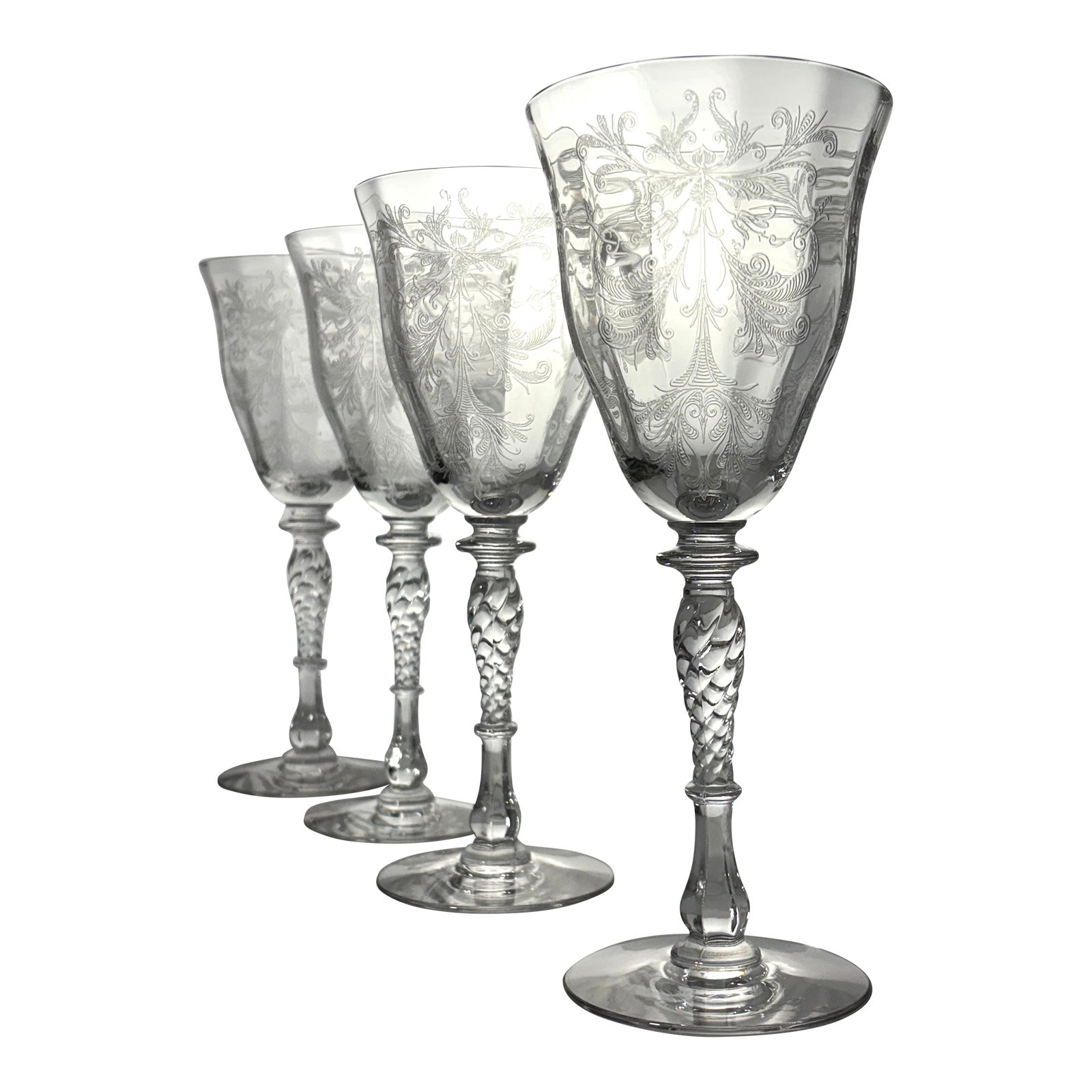 1930's Vintage Tiffin Franciscan Byzantine Crystal Goblets- Set of